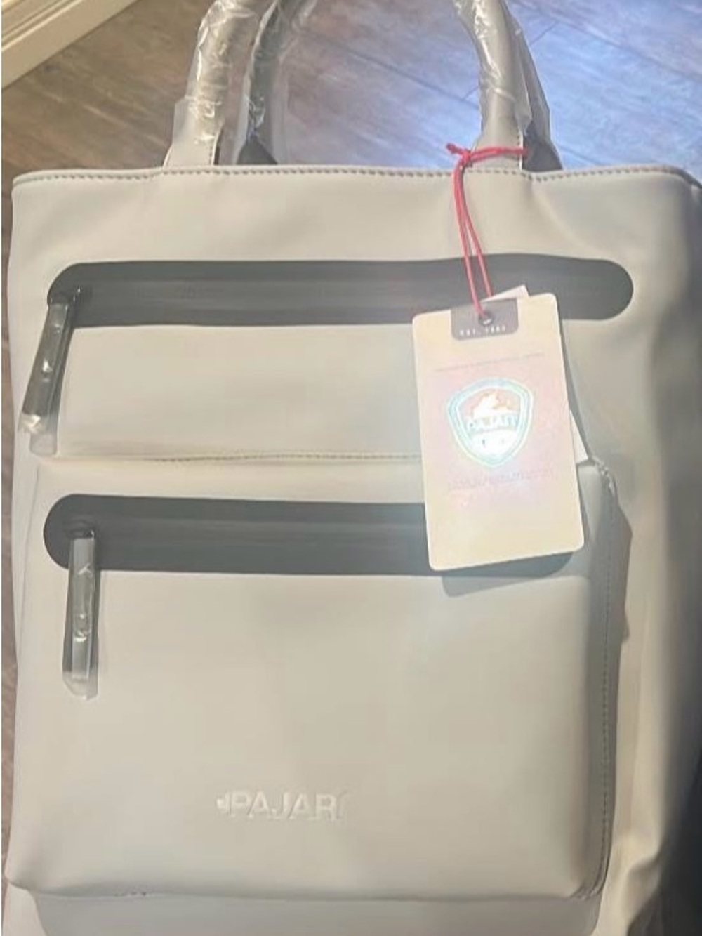Pajar Gray Tote with Front Zip Pockets and Top Handles